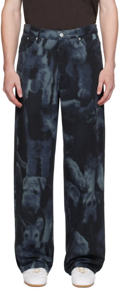 Dries Van Noten Blue Pattern Jeans In 509 Navy