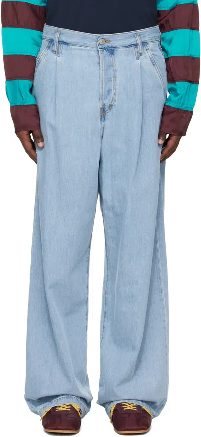 Dries Van Noten Blue Pleated Jeans