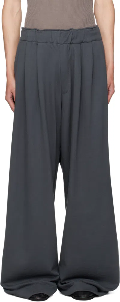Dries Van Noten Blue Pleated Sweatpants In Animal Print