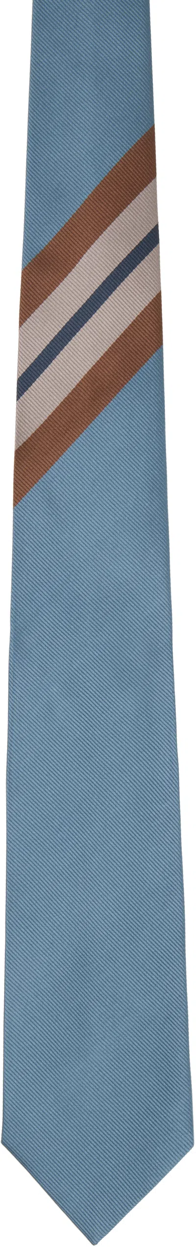 Dries Van Noten Blue Printed Silk Tie