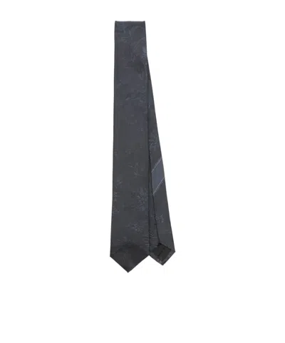 Dries Van Noten Blue Printed Slik Tie