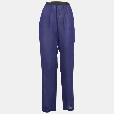 Dries Van Noten Blue Silk Sheer Trousers