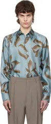 Dries Van Noten Blue Silk Shirt In Blue