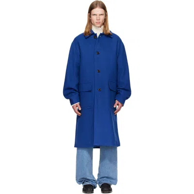 Dries Van Noten Blue Single-breasted Wool Coat In King Blue 512