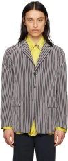 Dries Van Noten Blue Striped Blazer In 514 Light Blue