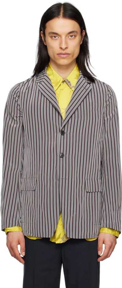 Dries Van Noten Blue Striped Blazer In 514 Light Blue