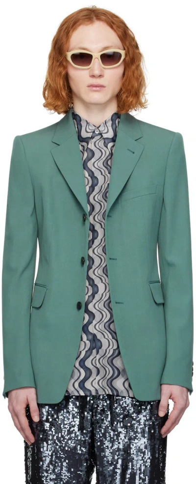 Dries Van Noten Blue Three-button Blazer In 506 Raf