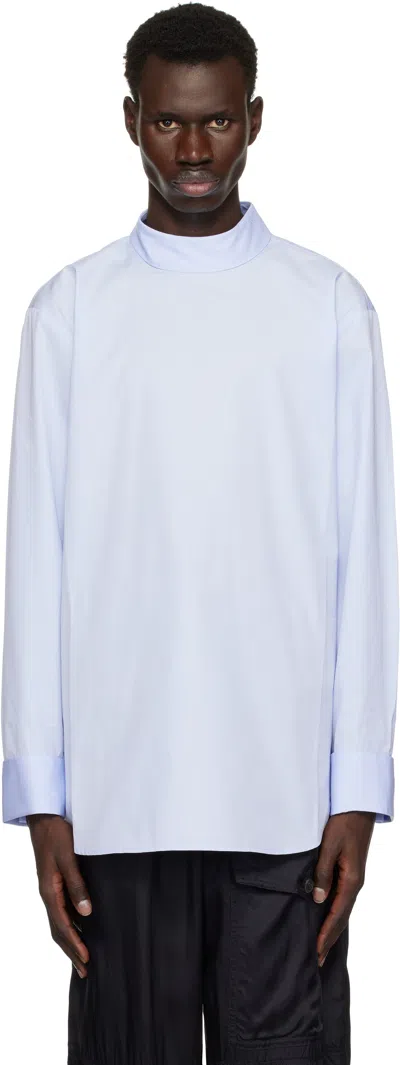Dries Van Noten Blue Turtleneck Shirt In 514 Light Blue