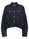 Dries Van Noten Puffball-hem Denim Jacket In Dark Blue