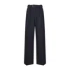 Dries Van Noten High Waist Wide Leg Belted Pleated Jeans In Blue