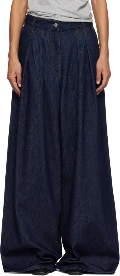 Dries Van Noten Blue Wide Pleated Jeans