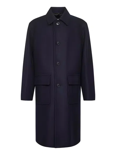 DRIES VAN NOTEN BLUE WOOL BLEND SINGLE-BREASTED COAT