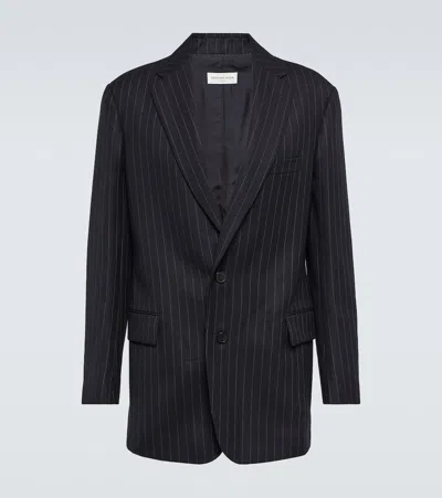 Dries Van Noten Blunt Wool Blazer In Navy
