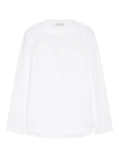 Dries Van Noten Boat-neck Cotton Shirt In White