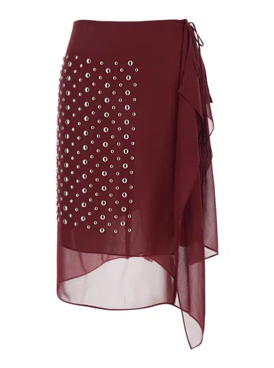 DRIES VAN NOTEN DRIES VAN NOTEN BODEAUX WRAP SKIRT WITH BEADED EMBELLISHMENTS AND DRAPPED DESIGN IN TECH FABRIC WOMA