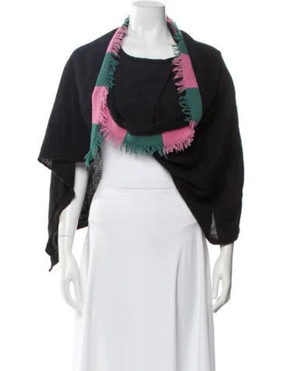 Pre-owned Dries Van Noten Bogdan Mohair Shawl In Black