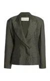 Dries Van Noten Bohana Striped Blazer In Green