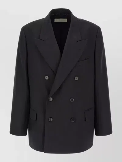 Dries Van Noten Boiser Blazer Double Breasted Notch Lapel In Blue