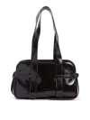 Dries Van Noten Ruby Red Leather Medium Bowling Shoulder Bag In Black