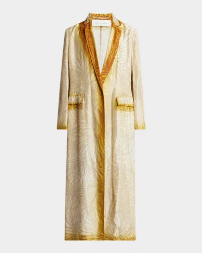 Dries Van Noten Bongo Single-breasted Long Silk Jacket