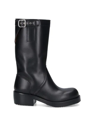 Dries Van Noten Leather Boots In Black