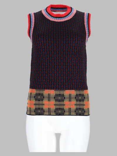 Dries Van Noten Bordeaux Temi Knit Gilet In Multi