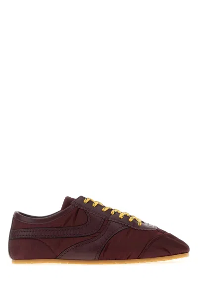 Dries Van Noten Fabric And Leather Low Profile Sneakers In Brown