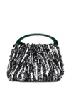Dries Van Noten Small Pleated Jacquard With Resin Handle Bags In Black