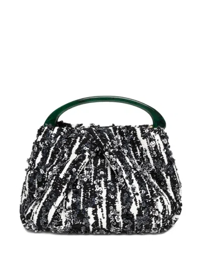 DRIES VAN NOTEN SMALL PLEATED JACQUARD BAG WITH RESIN HANDLE