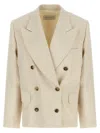 Dries Van Noten Pinstriped Double-breasted Blazer In Multi
