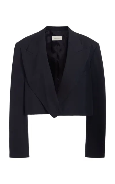 Dries Van Noten Bosea Cropped Wool-gabardine Jacket In Black