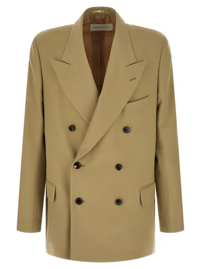 Dries Van Noten Bosier Blazer Double Breasted Notch Lapel In Green