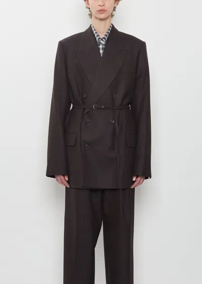 Dries Van Noten Bossy Wool Flannel Jacket In Dark Brown 704