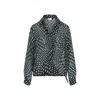 Dries Van Noten Printed Long Sleeve Blouse With Drawstring Hem In Green