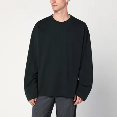 Dries Van Noten Bottle Green Cotton Sweater In Multi