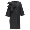 Dries Van Noten Bow Detail Chest Panelled Keyhole Tent Dress In Black