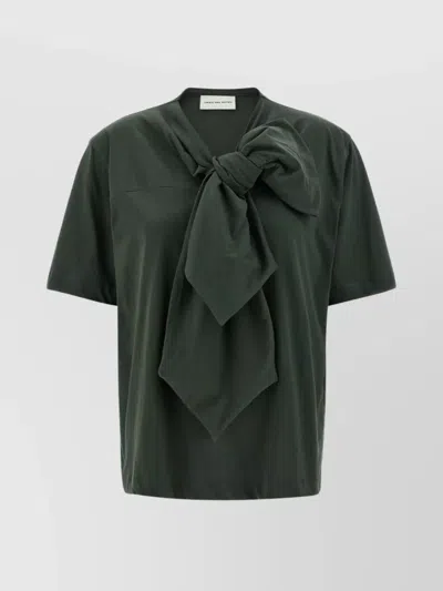 DRIES VAN NOTEN BOW DETAIL CREW NECK SHORT SLEEVE TOP