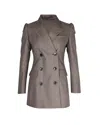Dries Van Noten Bow Double Breasted Tweed Blazer In Brown Wool In Brown