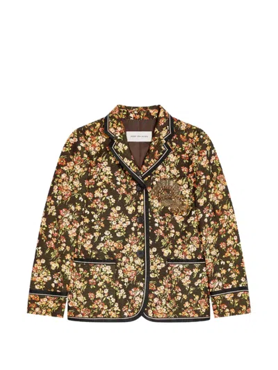 Dries Van Noten Boxy Floral Blazer In Animal Print