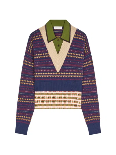 Dries Van Noten Boxy Wool Sweater In Blue