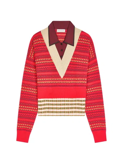 Dries Van Noten Boxy Wool Sweater In Red