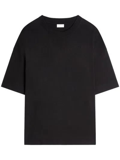 Dries Van Noten Boxy-fit Black Short-sleeve T-shirt With Classic Crew Neckline