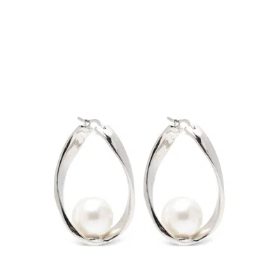 Dries Van Noten Pearl Hoop Earrings In Purple