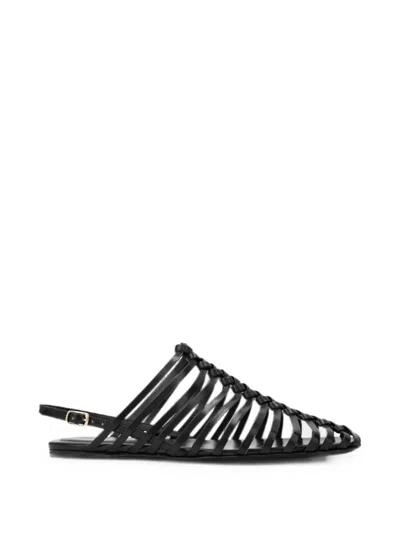 Dries Van Noten Leather Braided Ballet Flats In Black