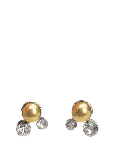 Dries Van Noten Brass And Rhinestone Earrings Jewelry Silver