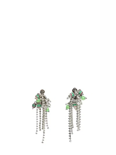Dries Van Noten Brass Beads And Crystals-embellished Earrings In Green