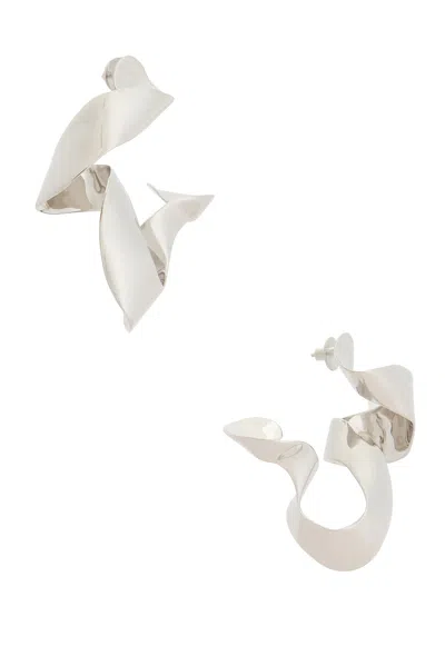 Dries Van Noten Brass Palladium Plated Earrings In Metallic