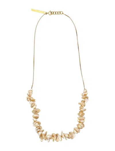 Dries Van Noten Brass, Resin, Shell And Cotton Necklace In Gold