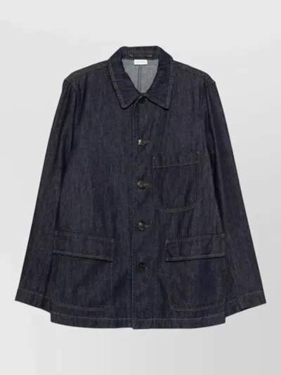 Dries Van Noten Braxton Denim Jacket Collared Front Pockets In Blue