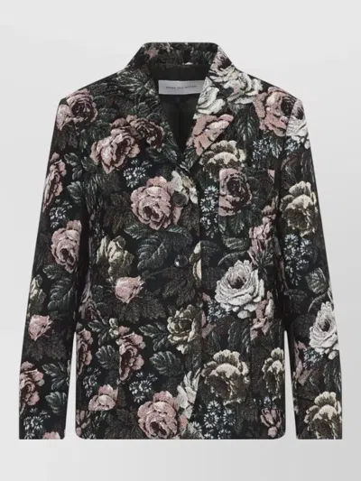 Dries Van Noten Brea 4152 Floral Jacket Front Pocket Lapel In Multi